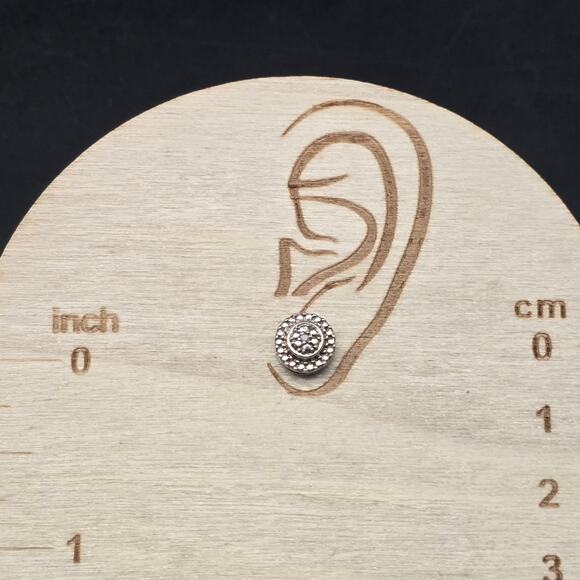 925 Sterling Silver Diamond Chip Post Earrings Pierced Stud - Picture 5 of 9